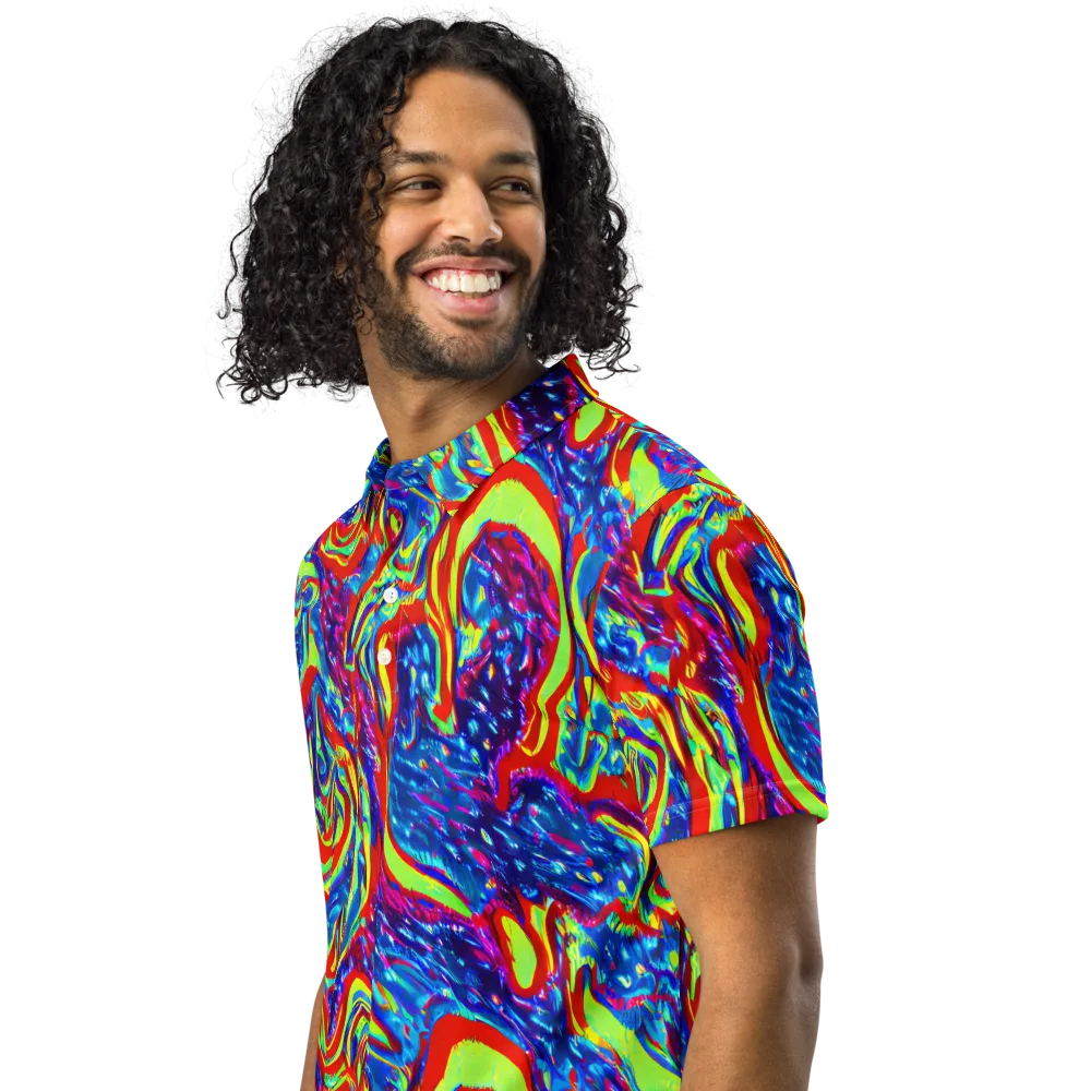 Scarlet Acid Garden on Men's Slim Fit Polo Shirt — Left Front