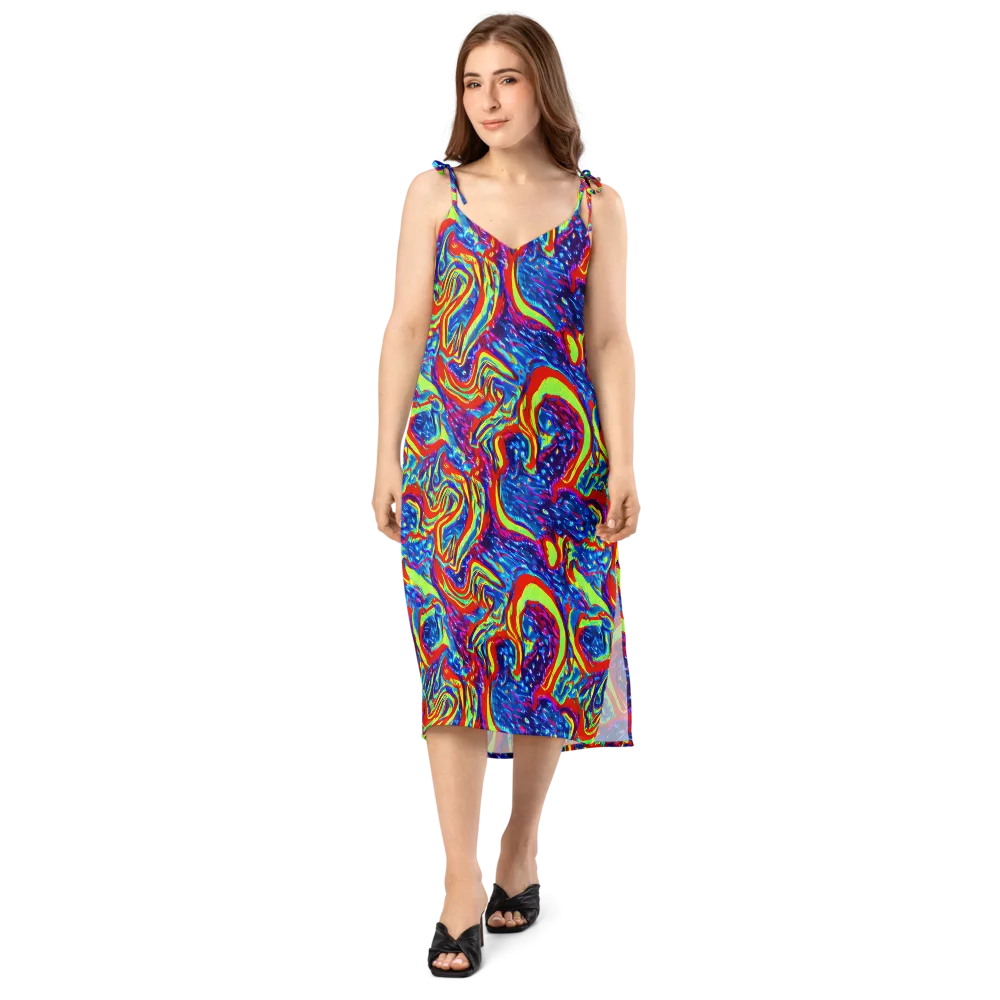 Scarlet Acid Garden on Slip Dress — Front