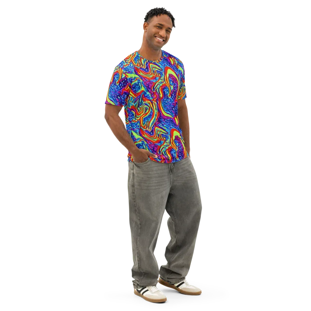 Scarlet Acid Garden on Men's Cotton Crew Neck T-Shirt — Right Front