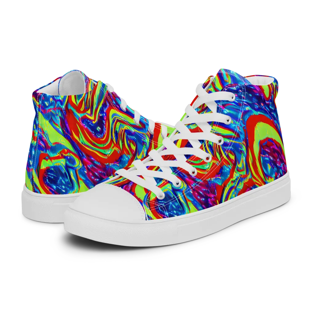 Scarlet Acid Garden on Men's High Top Canvas Shoes — Left