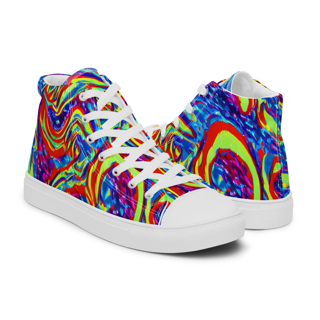 Scarlet Acid Garden on Men's High Top Canvas Shoes — Right