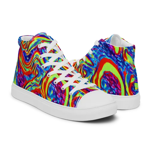 Scarlet Acid Garden on a Men's High Top Canvas Shoes