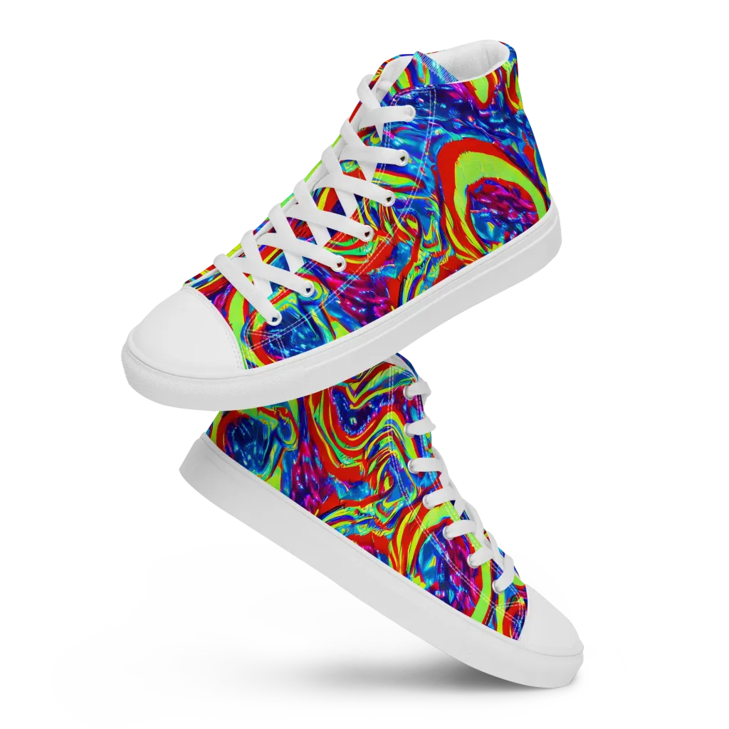 Scarlet Acid Garden on Men's High Top Canvas Shoes — Front
