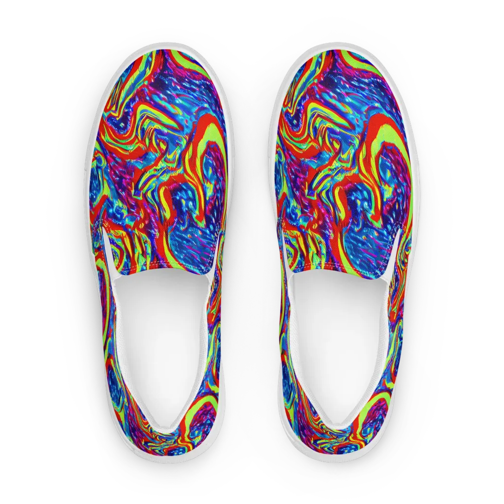 Scarlet Acid Garden on Men's Slip-On Canvas Shoes — Front