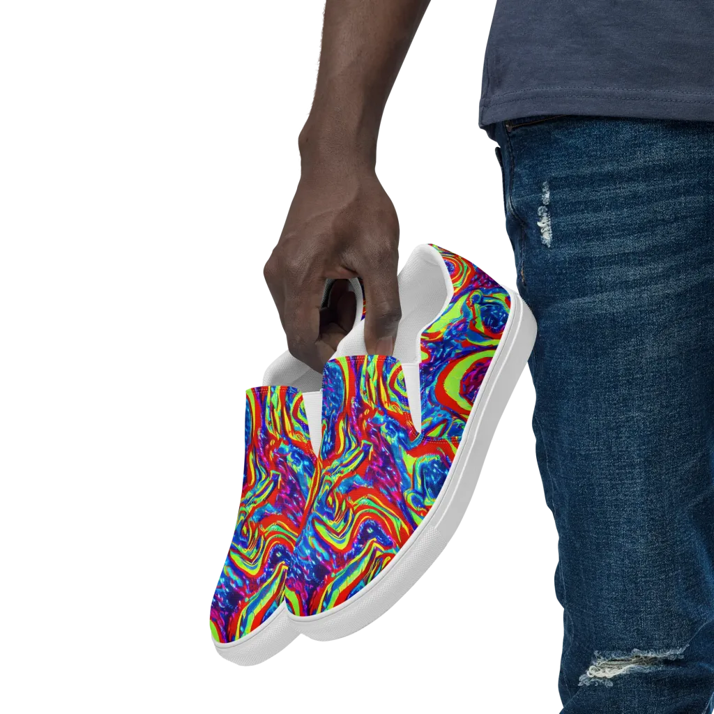Scarlet Acid Garden on Men's Slip-On Canvas Shoes — Left Front