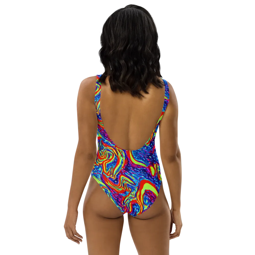 Scarlet Acid Garden on One-Piece Swimsuit — Back