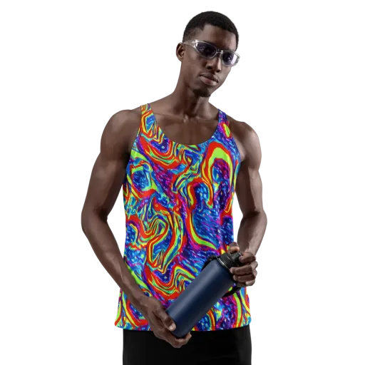 Scarlet Acid Garden on a Men's Tank Top