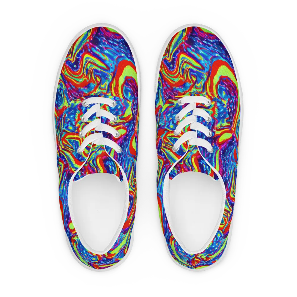 Scarlet Acid Garden on Men's Lace-Up Canvas Shoes — Front