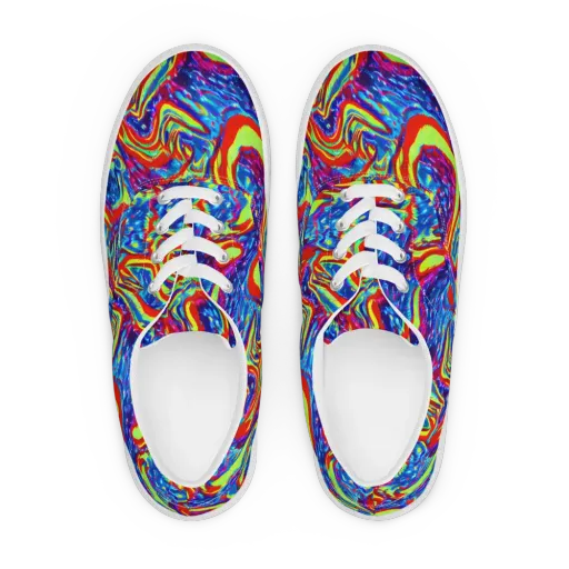 Scarlet Acid Garden on a Men's Lace-Up Canvas Shoes