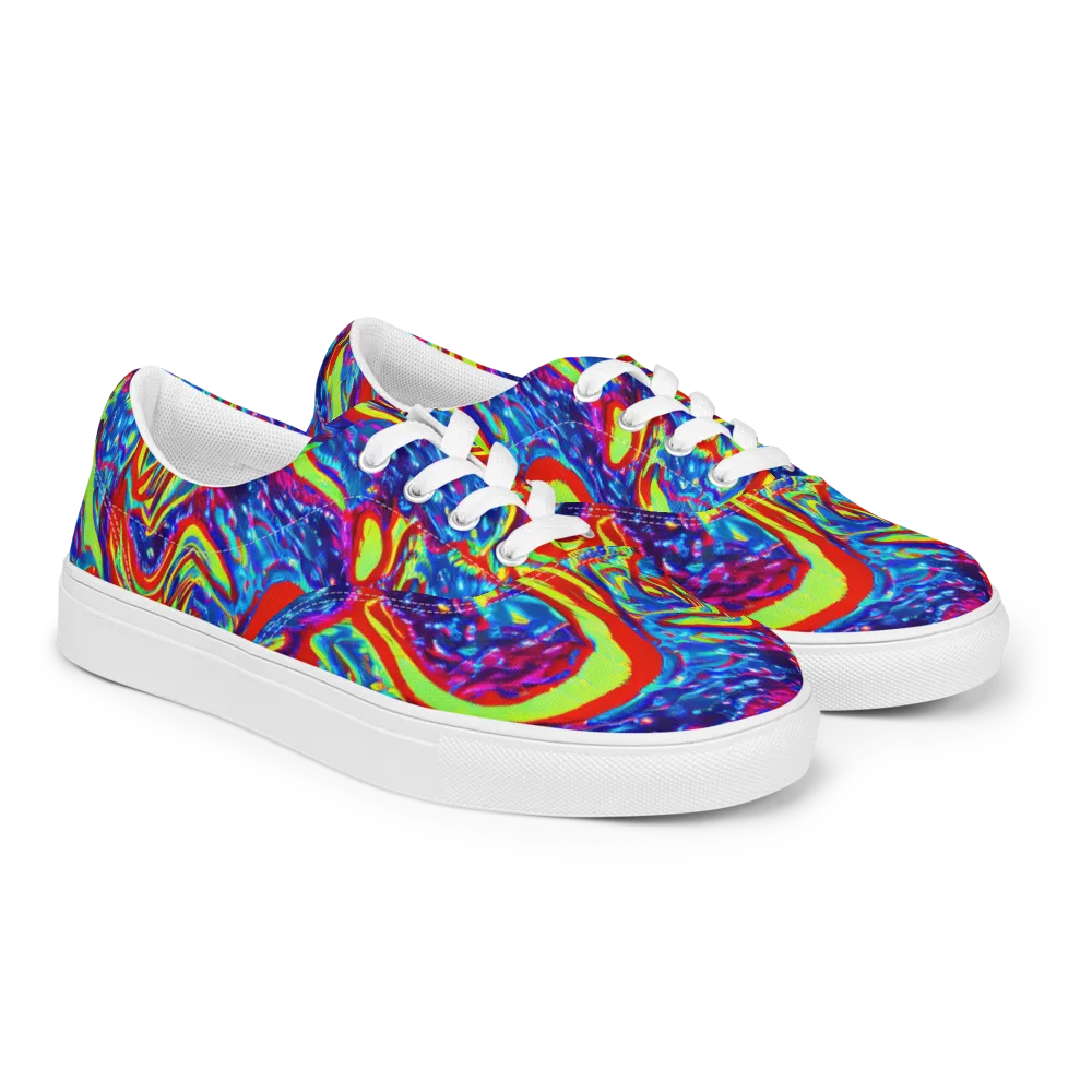 Scarlet Acid Garden on Men's Lace-Up Canvas Shoes — Right Front