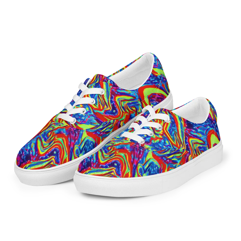 Scarlet Acid Garden on Men's Lace-Up Canvas Shoes — Left Front