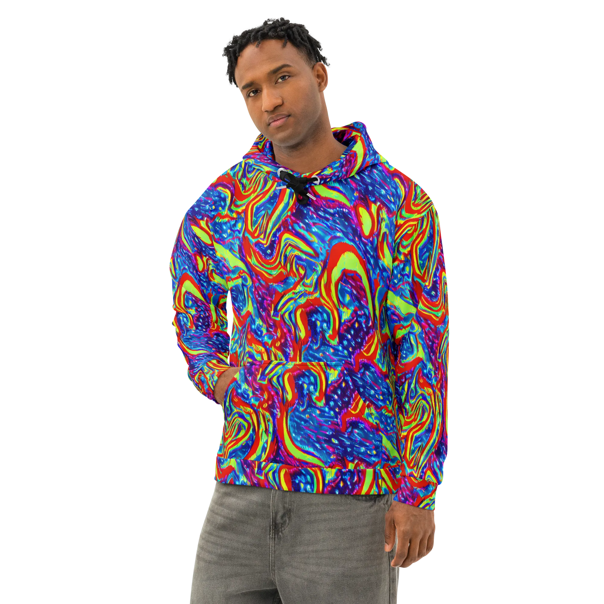 Scarlet Acid Garden on Cotton Hoodie — Left Front
