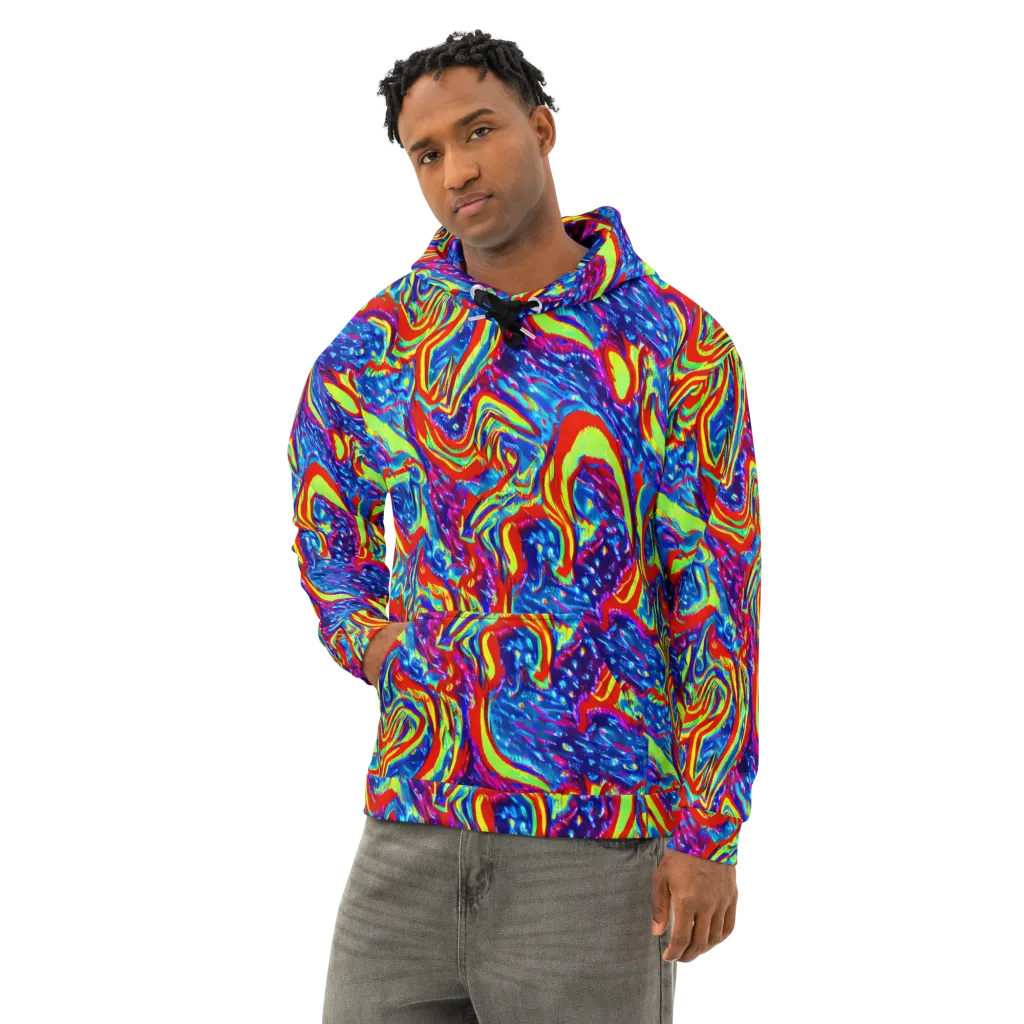 Scarlet Acid Garden on Cotton Hoodie — Left Front