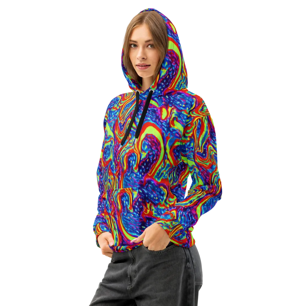 Scarlet Acid Garden on Cotton Hoodie — Left Front