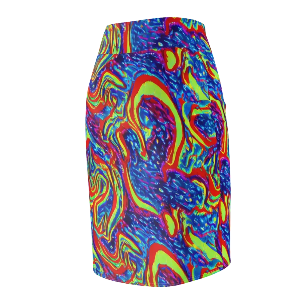 Scarlet Acid Garden on Pencil Skirt — Back Side