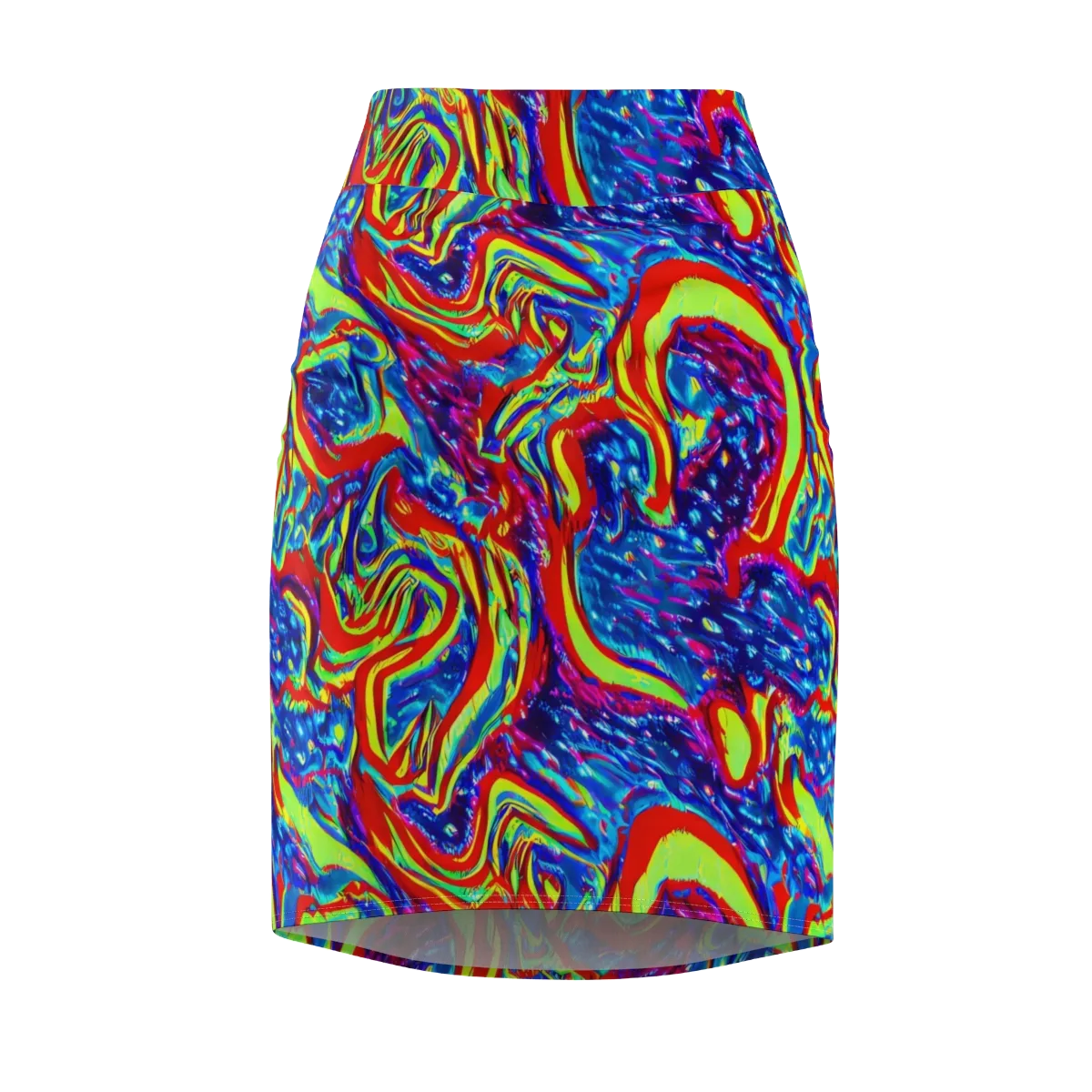 Scarlet Acid Garden on Pencil Skirt — Front