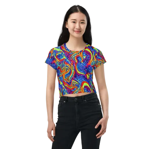 Scarlet Acid Garden on a Crop Tee