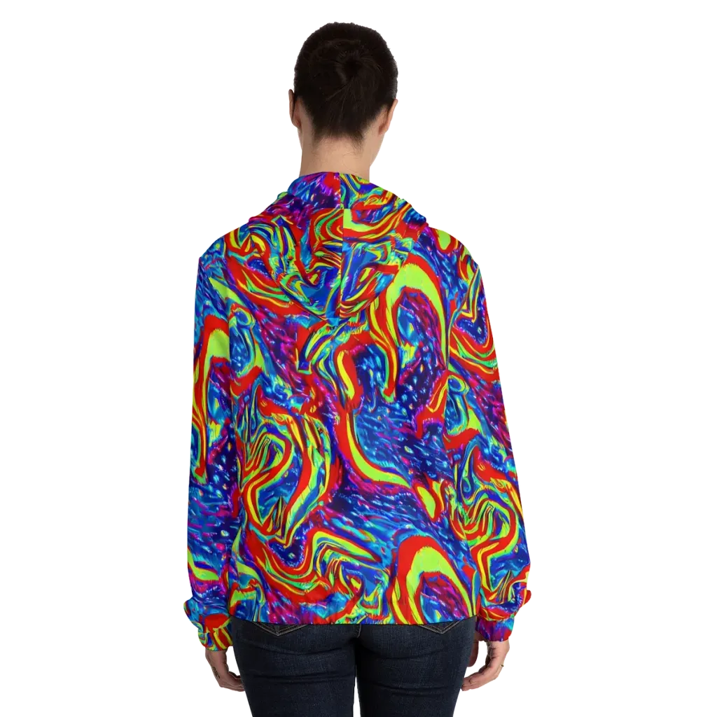 Scarlet Acid Garden on Women's Full-Zip Hoodie — Back On Person