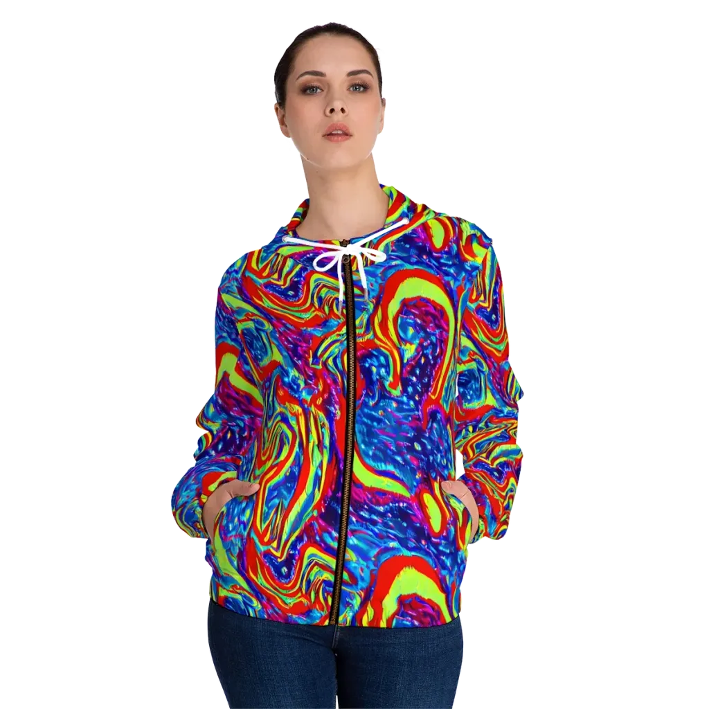 Scarlet Acid Garden on Women's Full-Zip Hoodie — Front On Person