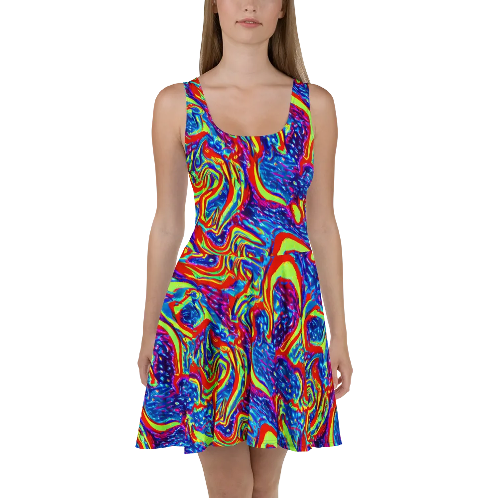 Scarlet Acid Garden on Skater Dress — Front