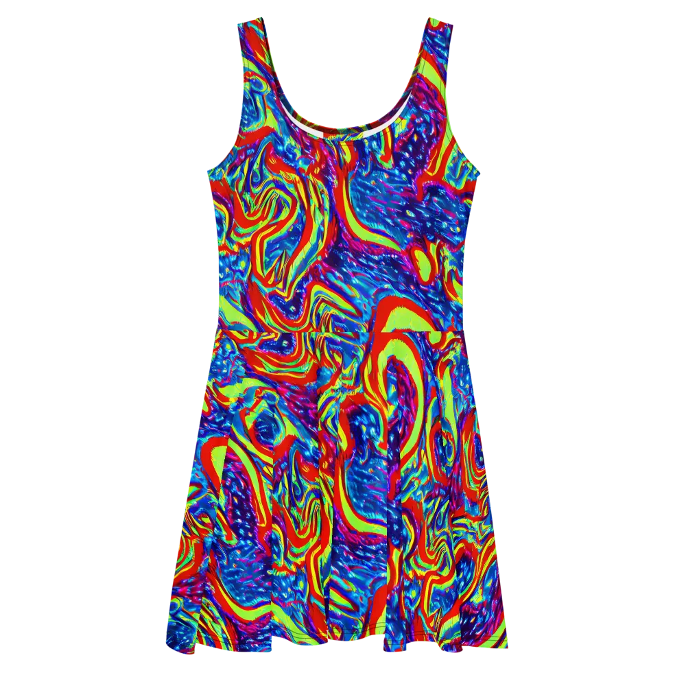 Scarlet Acid Garden on Skater Dress — Front