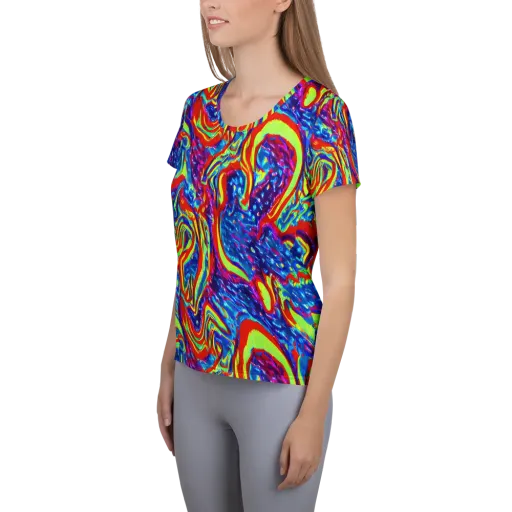 Scarlet Acid Garden on a Women's Athletic T-Shirt