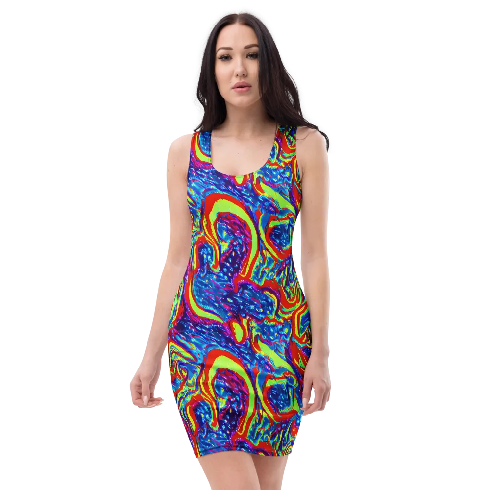 Scarlet Acid Garden on Bodycon Dress — Front