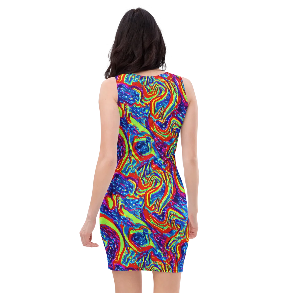 Scarlet Acid Garden on Bodycon Dress — Back