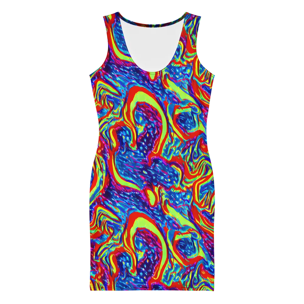 Scarlet Acid Garden on Bodycon Dress — Front