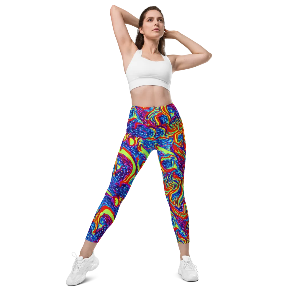 Scarlet Acid Garden on Leggings with Pockets — Front