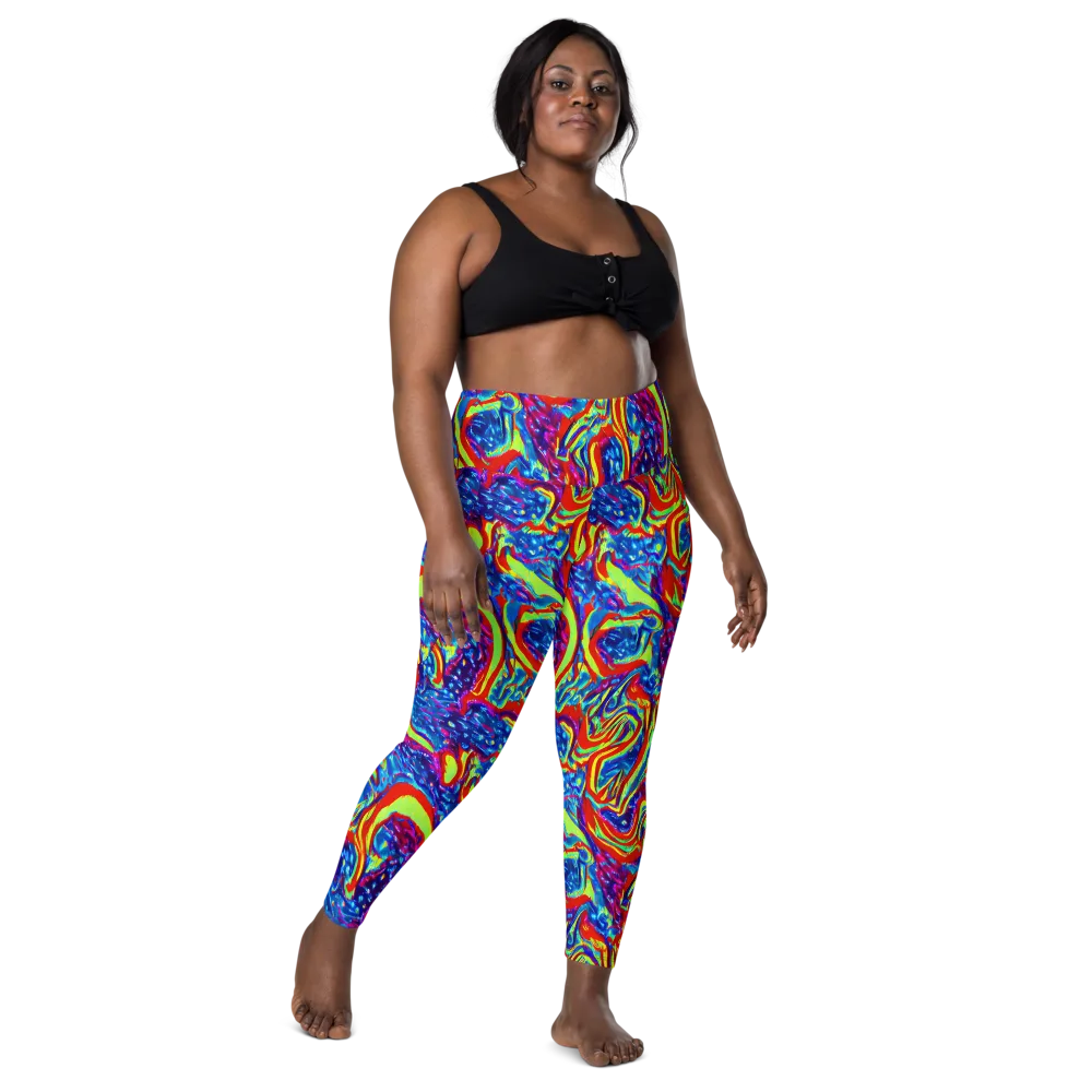 Scarlet Acid Garden on Leggings with Pockets — Front