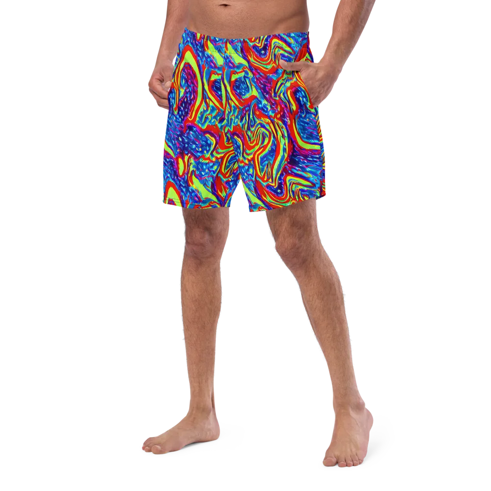 Scarlet Acid Garden on Swim Trunks — Left Front