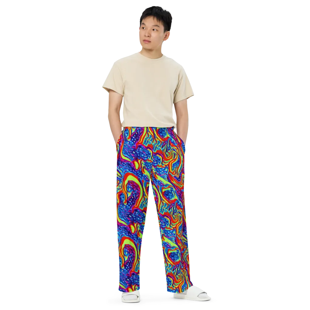 Scarlet Acid Garden on Wide-Leg Pants — Front