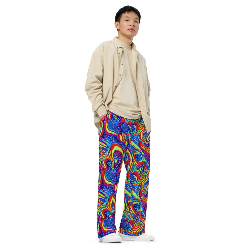 Scarlet Acid Garden on Wide-Leg Pants — Right Front