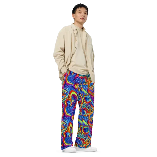 Scarlet Acid Garden on a Wide-Leg Pants