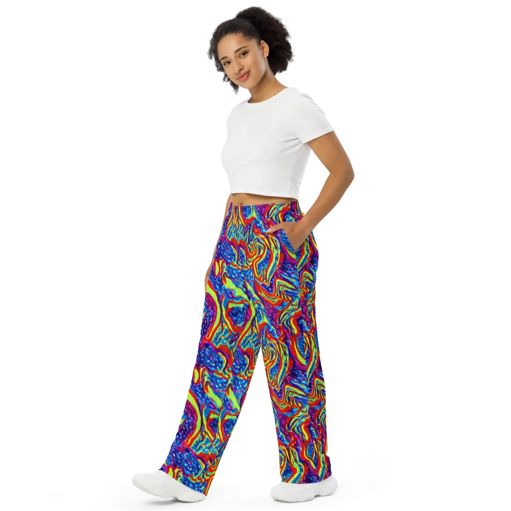 Scarlet Acid Garden on Wide-Leg Pants — Left Front