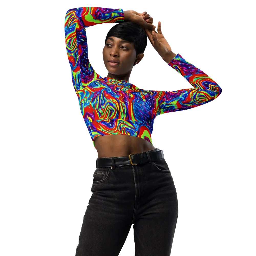 Scarlet Acid Garden on Long Sleeve Crop Top — Front