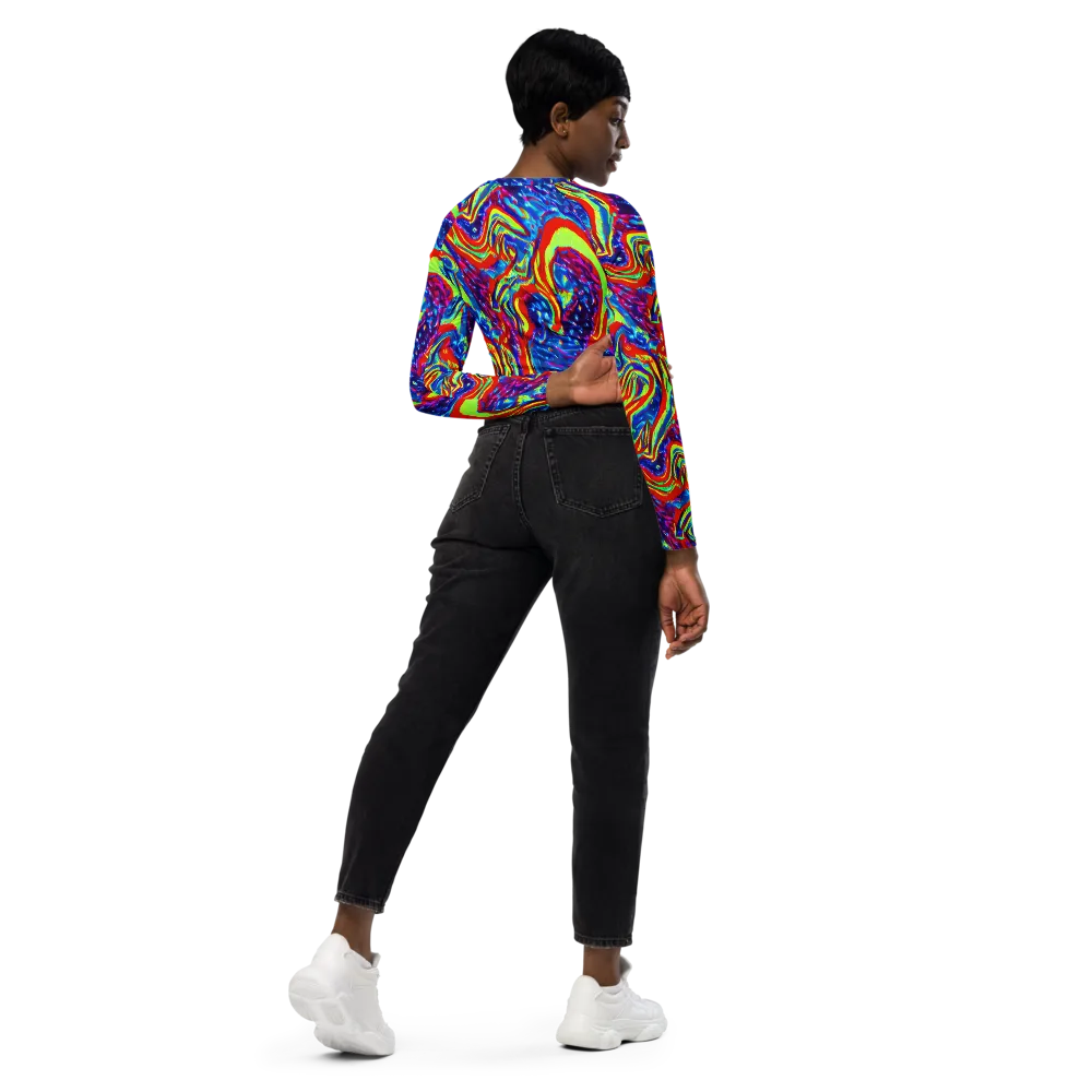 Scarlet Acid Garden on Long Sleeve Crop Top — Right Back