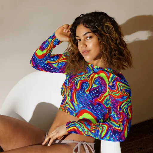 Scarlet Acid Garden on a Long Sleeve Crop Top