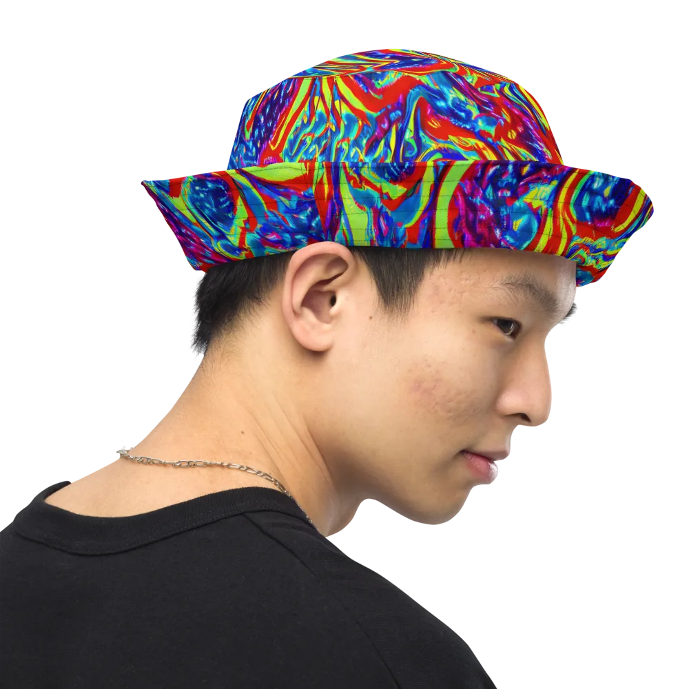 Scarlet Acid Garden on Reversible Bucket Hat — Right Outside