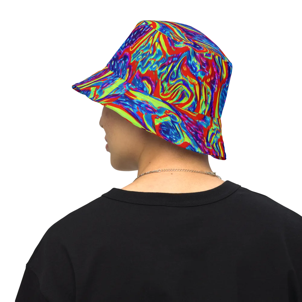 Scarlet Acid Garden on Reversible Bucket Hat — Back Inside
