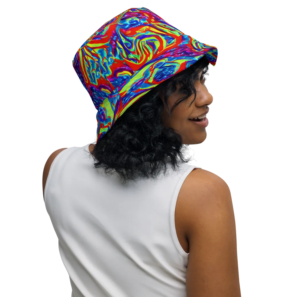 Scarlet Acid Garden on Reversible Bucket Hat — Right Outside