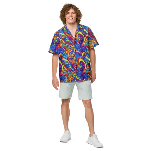 Scarlet Acid Garden on a Button Shirt