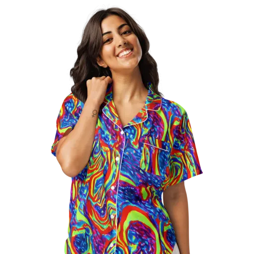 Scarlet Acid Garden on a Women's Short Sleeve Pajama Top