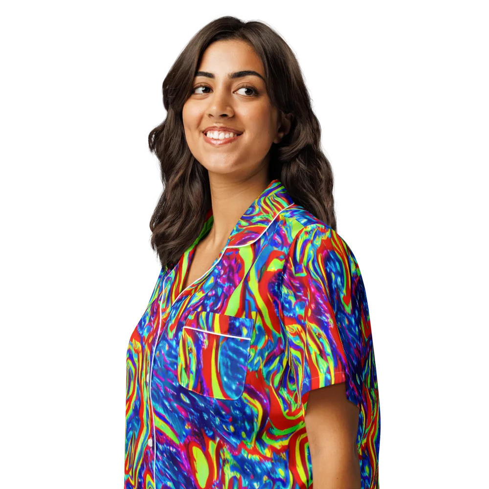 Scarlet Acid Garden on Women's Short Sleeve Pajama Top — Left Front