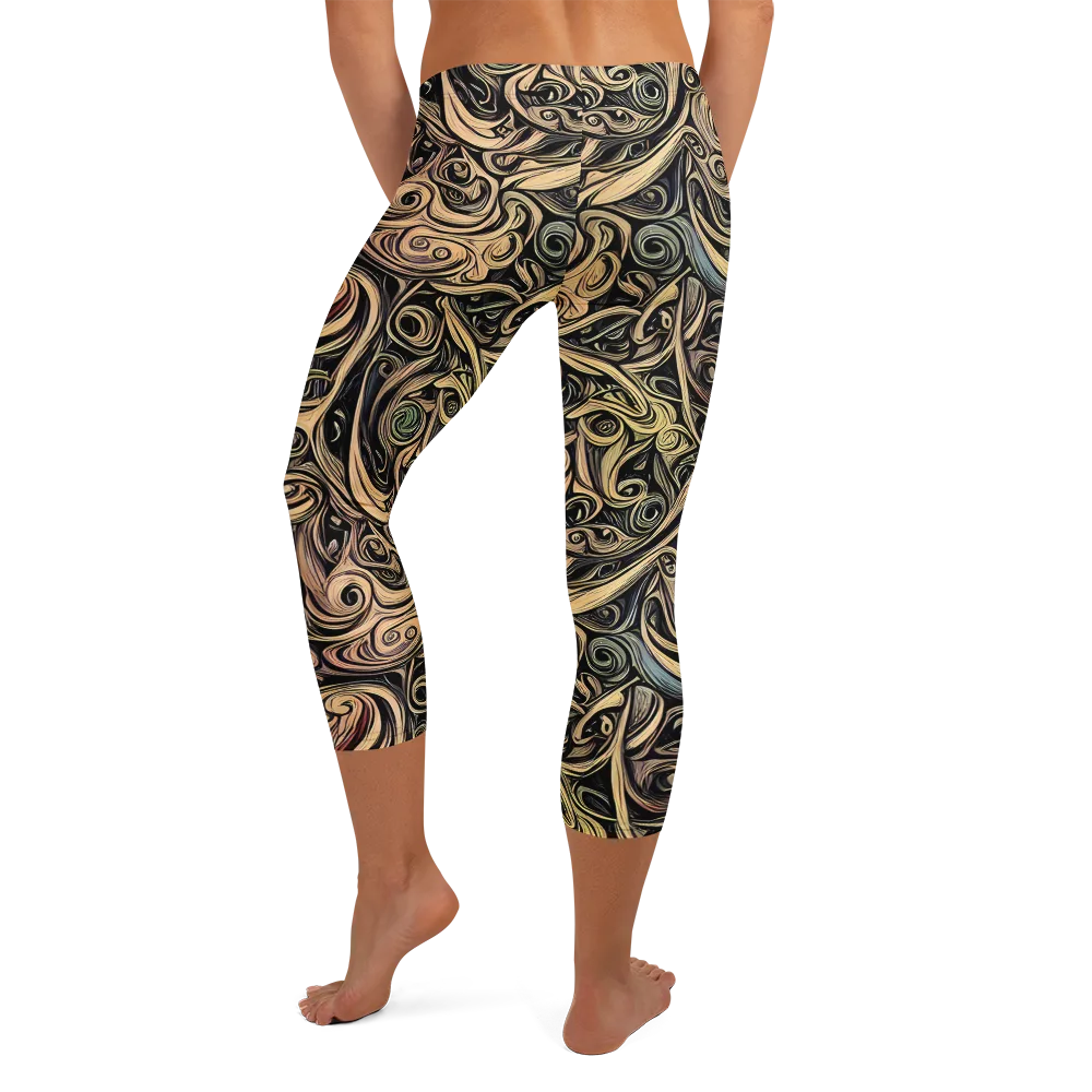 Gilded Whirl on Capri Leggings — Back