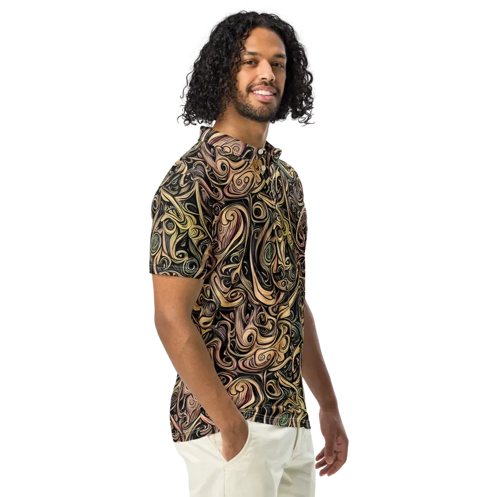 Gilded Whirl on Men's Slim Fit Polo Shirt — Right Front