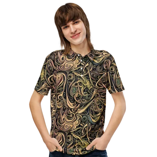 Gilded Whirl on a Men's Slim Fit Polo Shirt