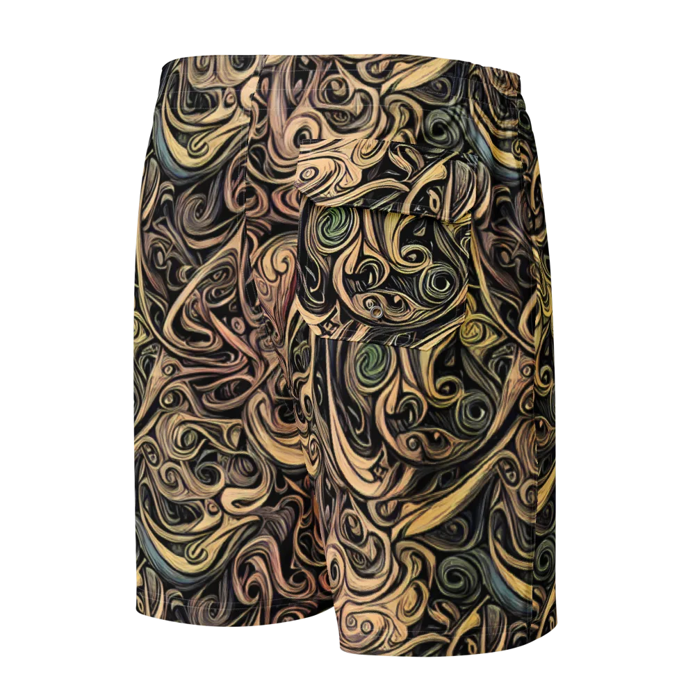 Gilded Whirl on Men's Board Shorts — Back