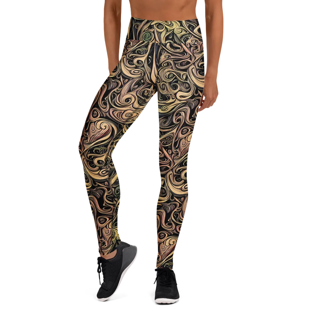 Gilded Whirl on Yoga Leggings — Front